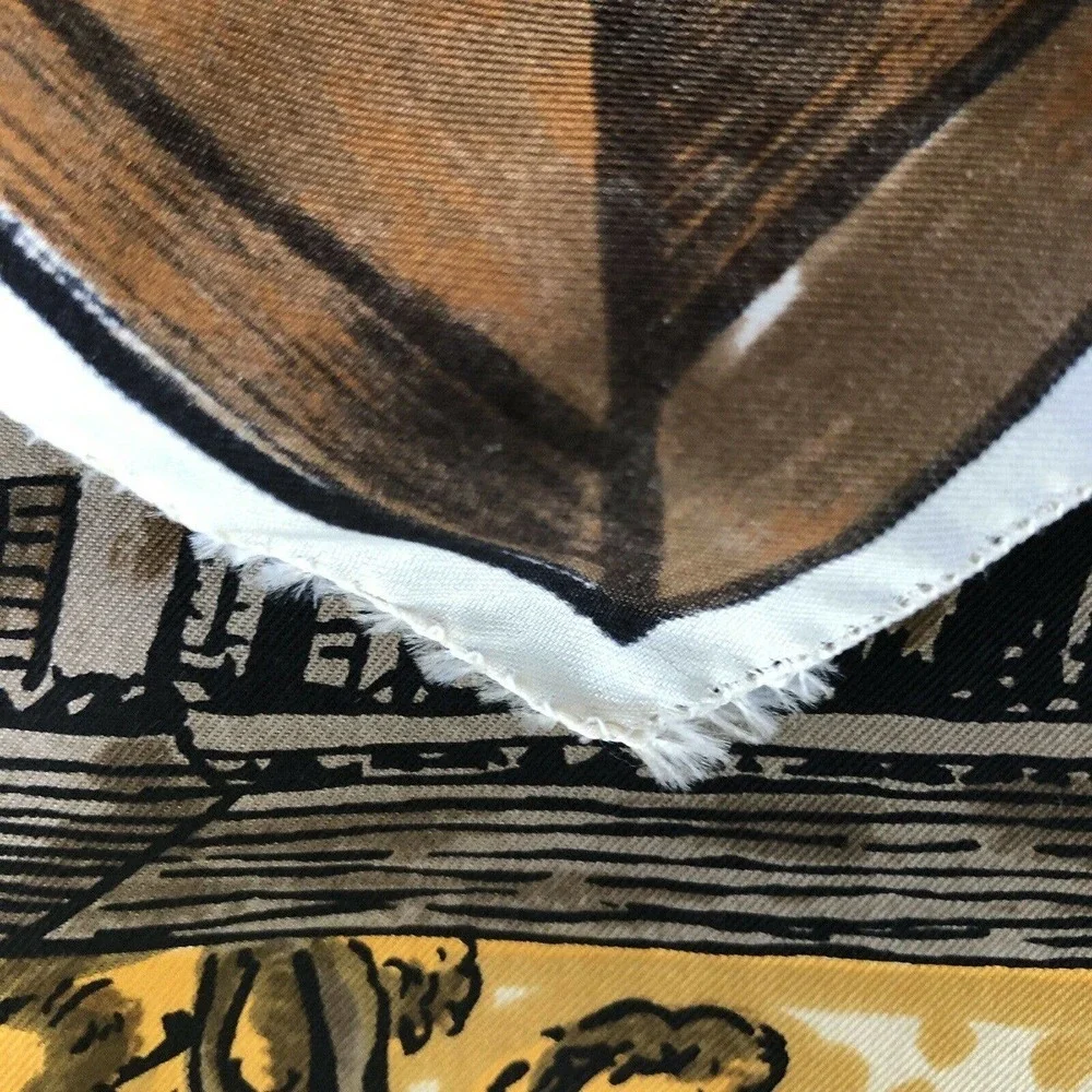 HOLLY HOELSCHER Silk Scarf Las Cienegas Horse Carriage Green Brown Square 36”